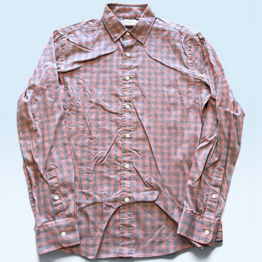 Faherty Shirt Mens Medium Pink Check Stretch Long Sleeve Button Front MWF2226